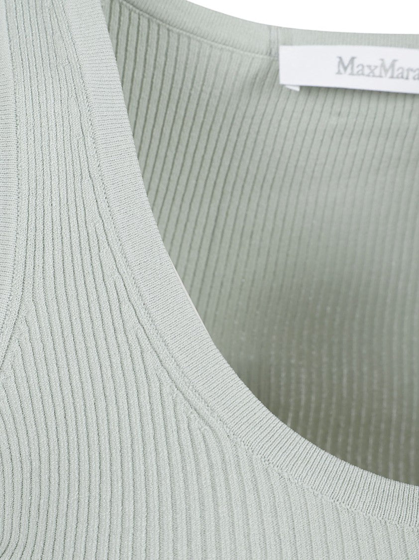 Max Mara Sleeveless Ribbed Knit Top With Scoop Neckline
