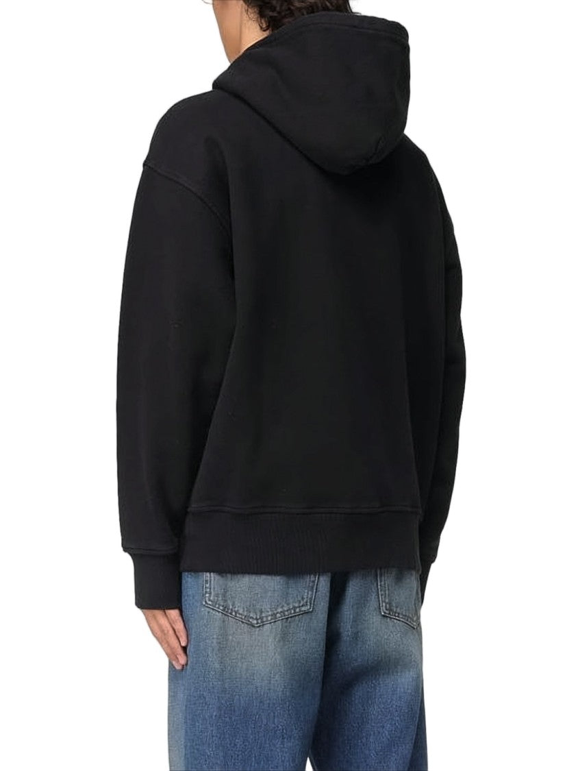 Msgm Black Hoodie With Front Kangaroo Pocket