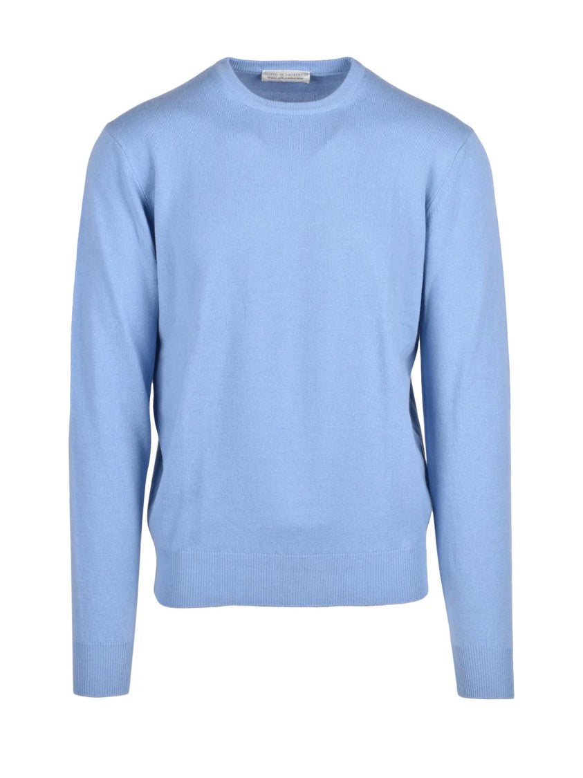 Filippo De Laurentiis Light Blue Merino Wool-Blend Crewneck Sweater
