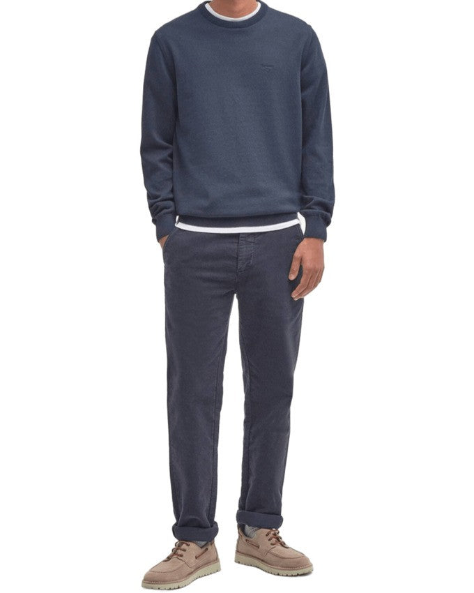 Barbour Tailored-Fit Blue Sweatshirt With Round Neckline And Embroidered Logo