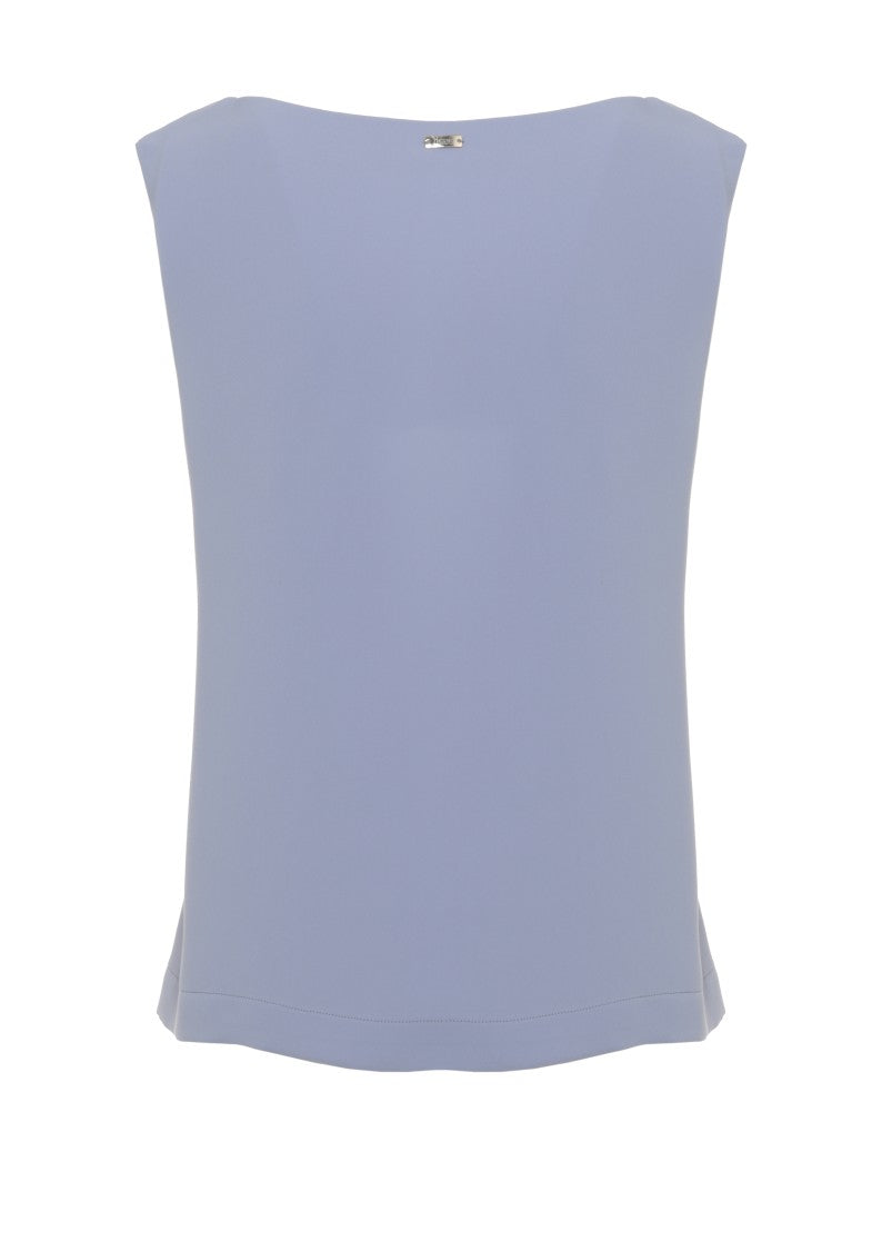 Herno Light Blue V-Neck Side-Button Tank Top