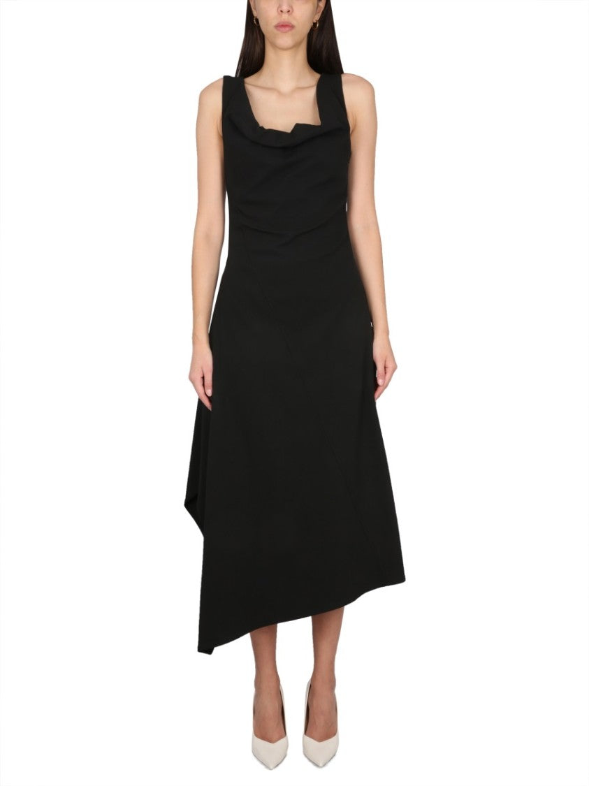 Bottega Veneta Asymmetrical Midi Dress With Unique Silhouette