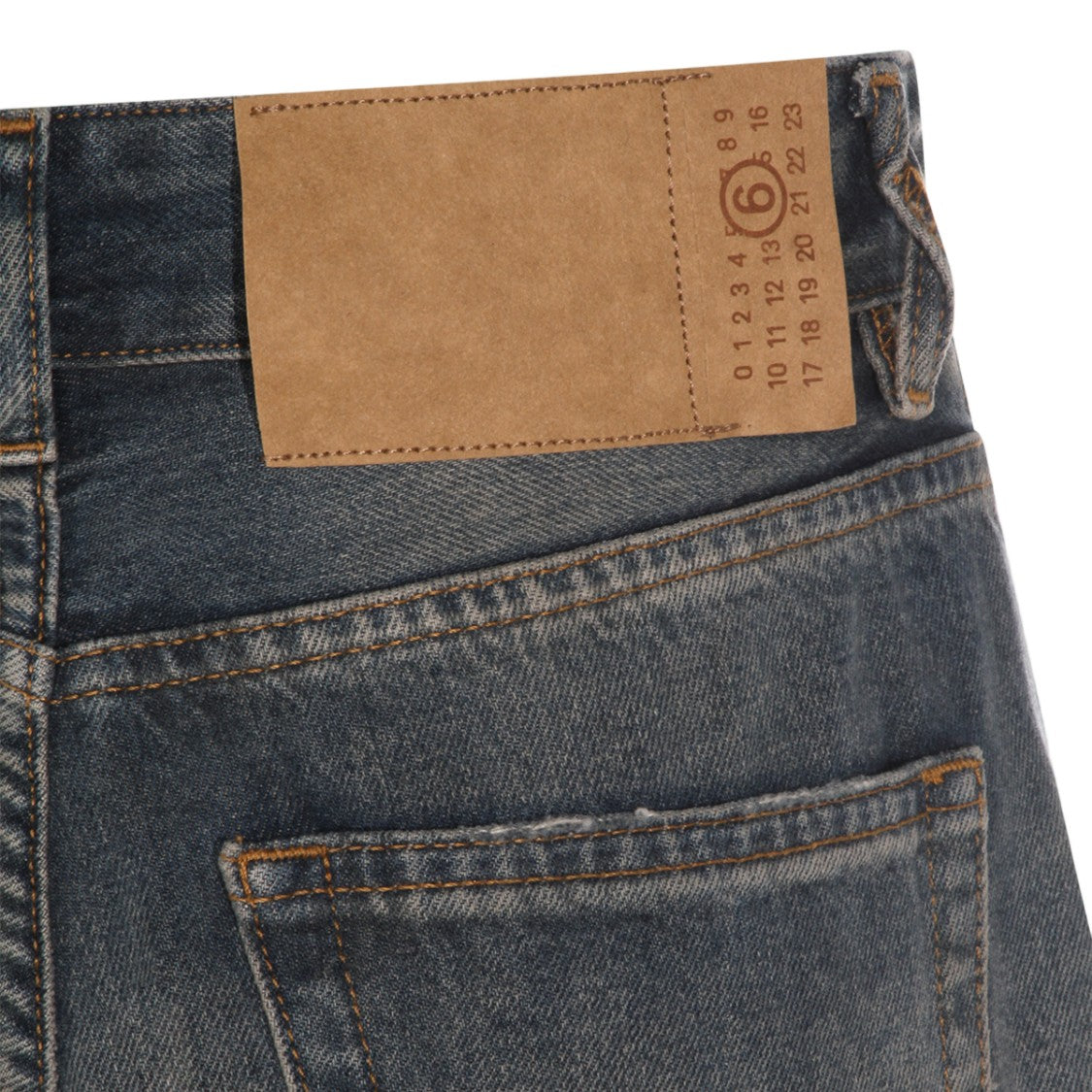 Mm6 By Maison Margiela Wide-Leg Dark Wash Jeans With Distressing