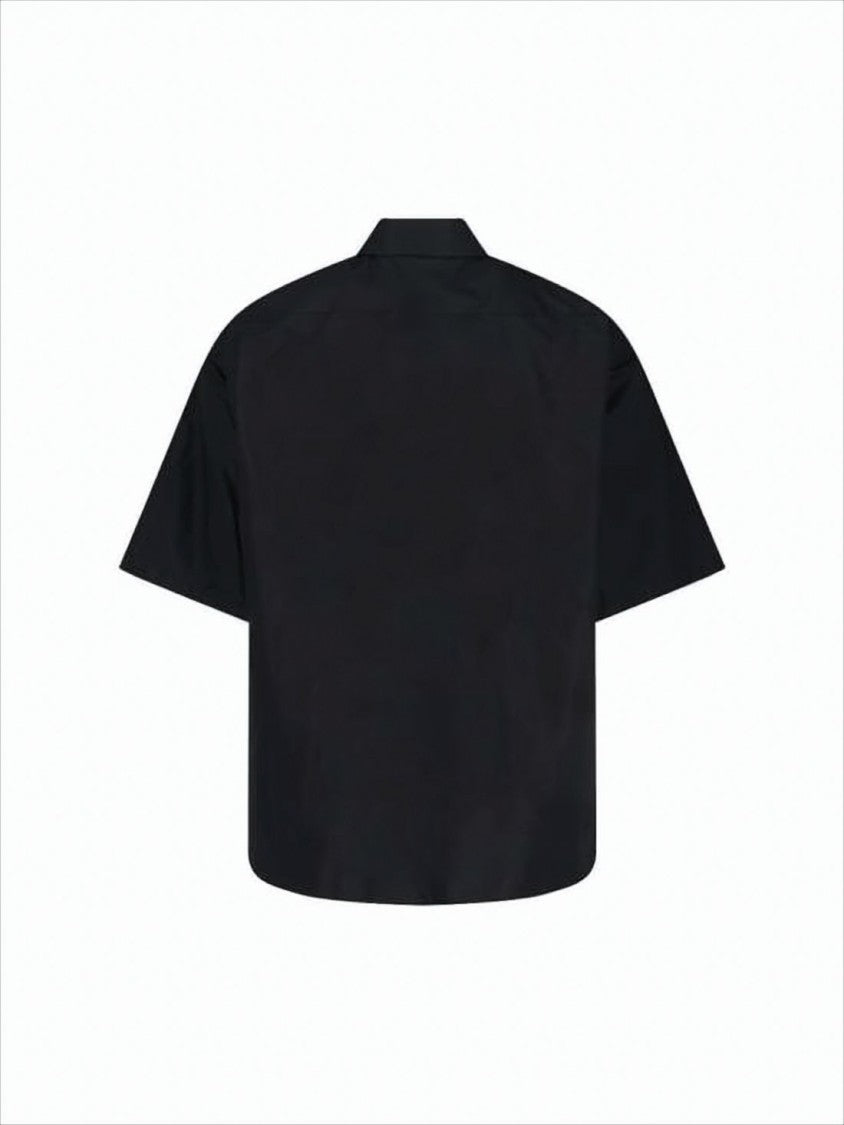 Balenciaga Short-Sleeved Black Cotton Shirt With Boxy Silhouette