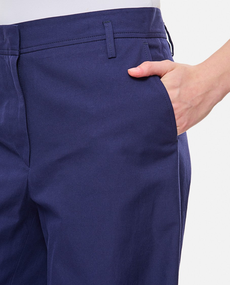 Alberto Biani Relaxed-Fit Blue Cotton Wide Trousers