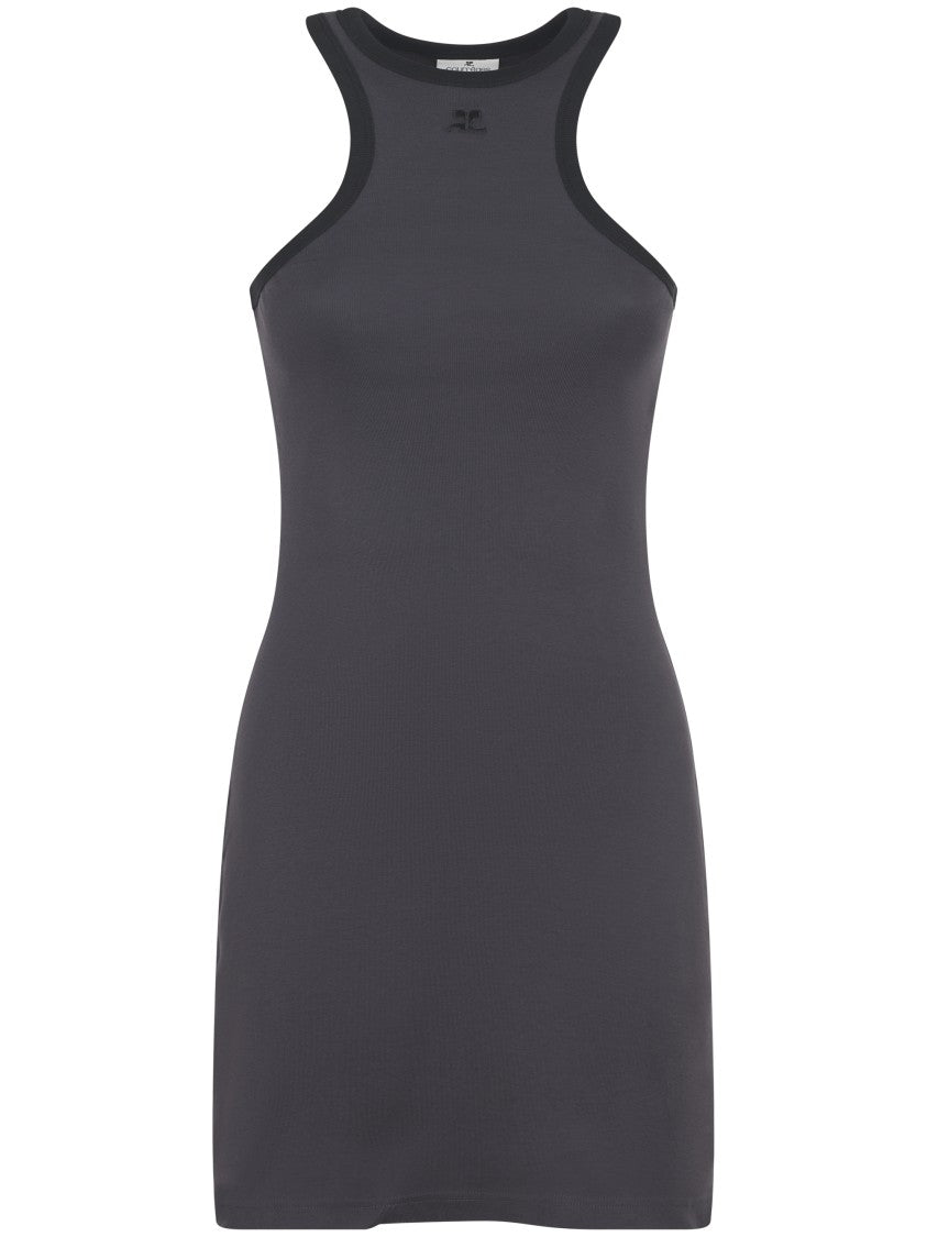 Courrèges Fitted Racerback Dress With Contrasting Trim