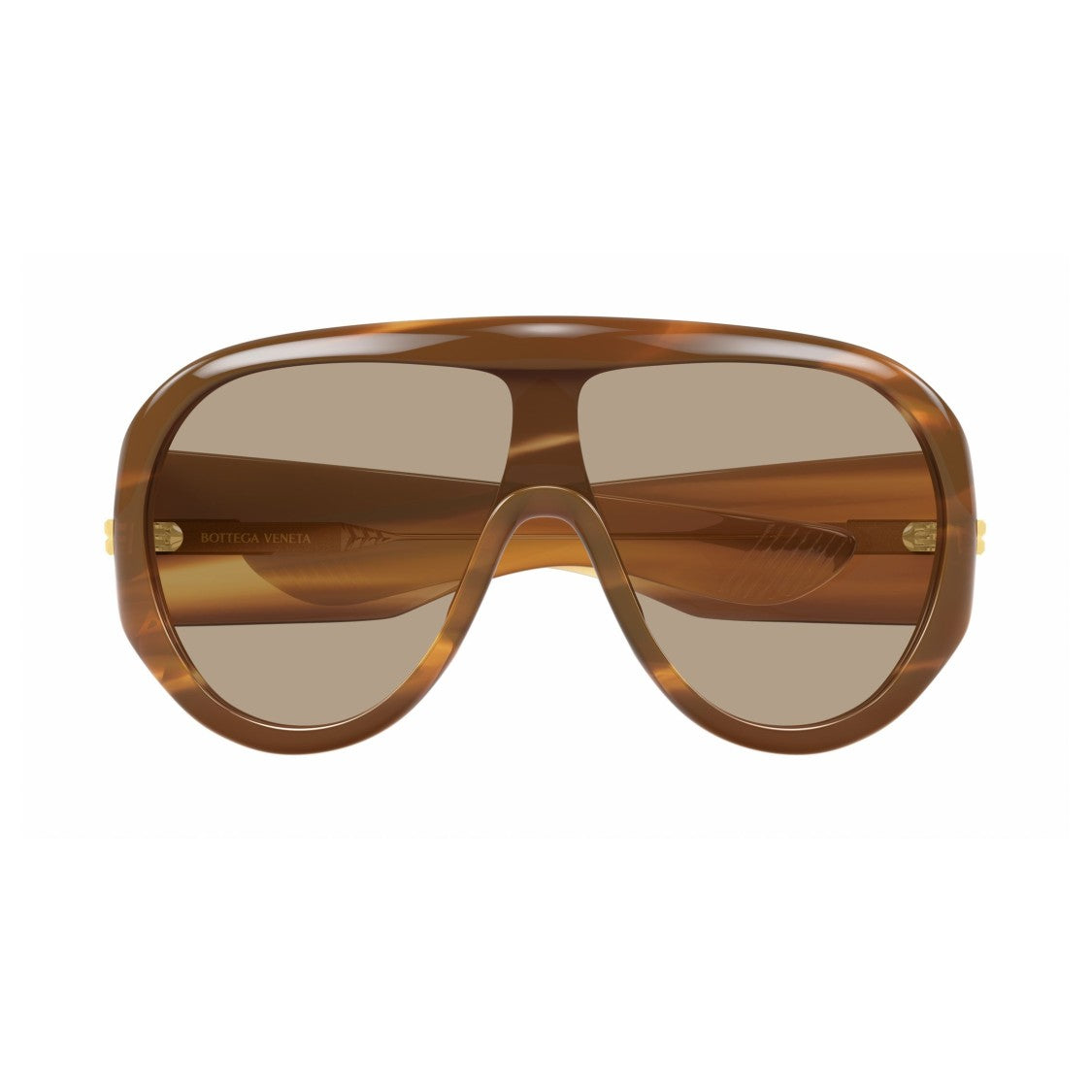 Bottega Veneta Bv1345s Oversized Shield Sunglasses With Glossy Tortoiseshell Frame