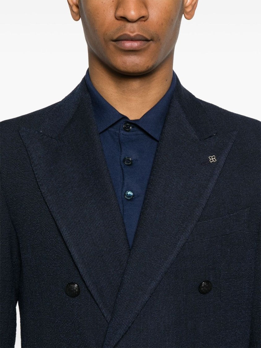Tagliatore Double-Breasted Navy Blue Suit Jacket