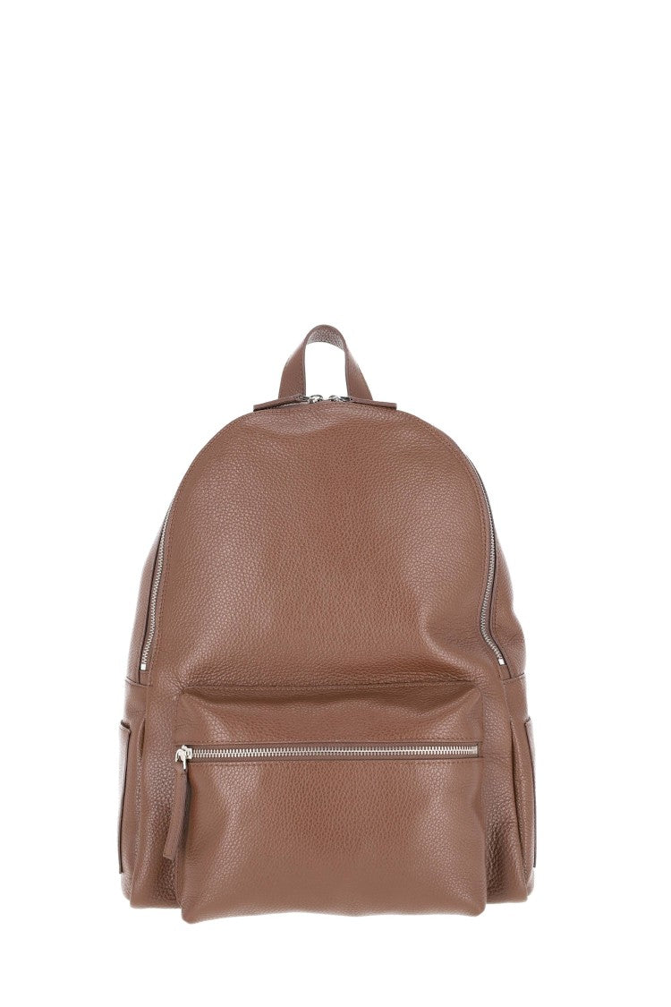 Orciani Pebbled Leather Handcrafted Urban Backpack