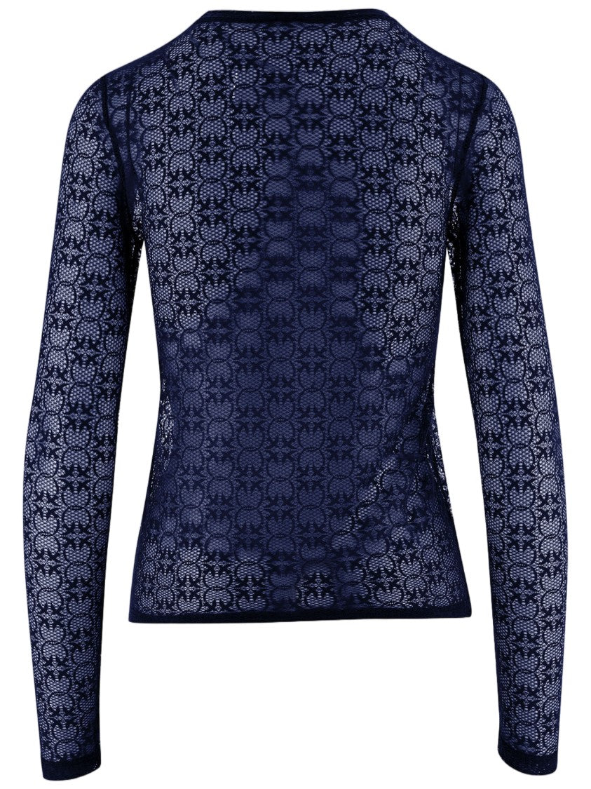 Pinko Delicate Lace Long-Sleeve Top With Fitted Silhouette