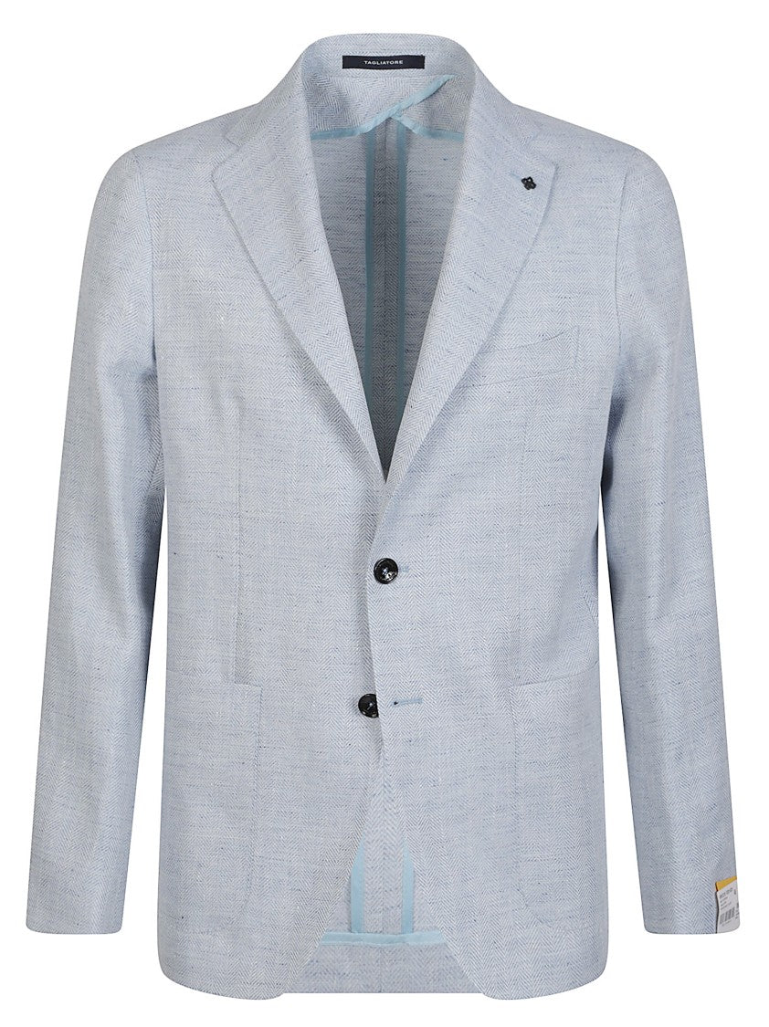 Tagliatore Montecarlo Silver Textured Linen Jacket