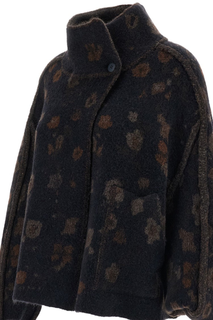 Boboutic Reversible Wool-Blend High Collar Knit Jacket