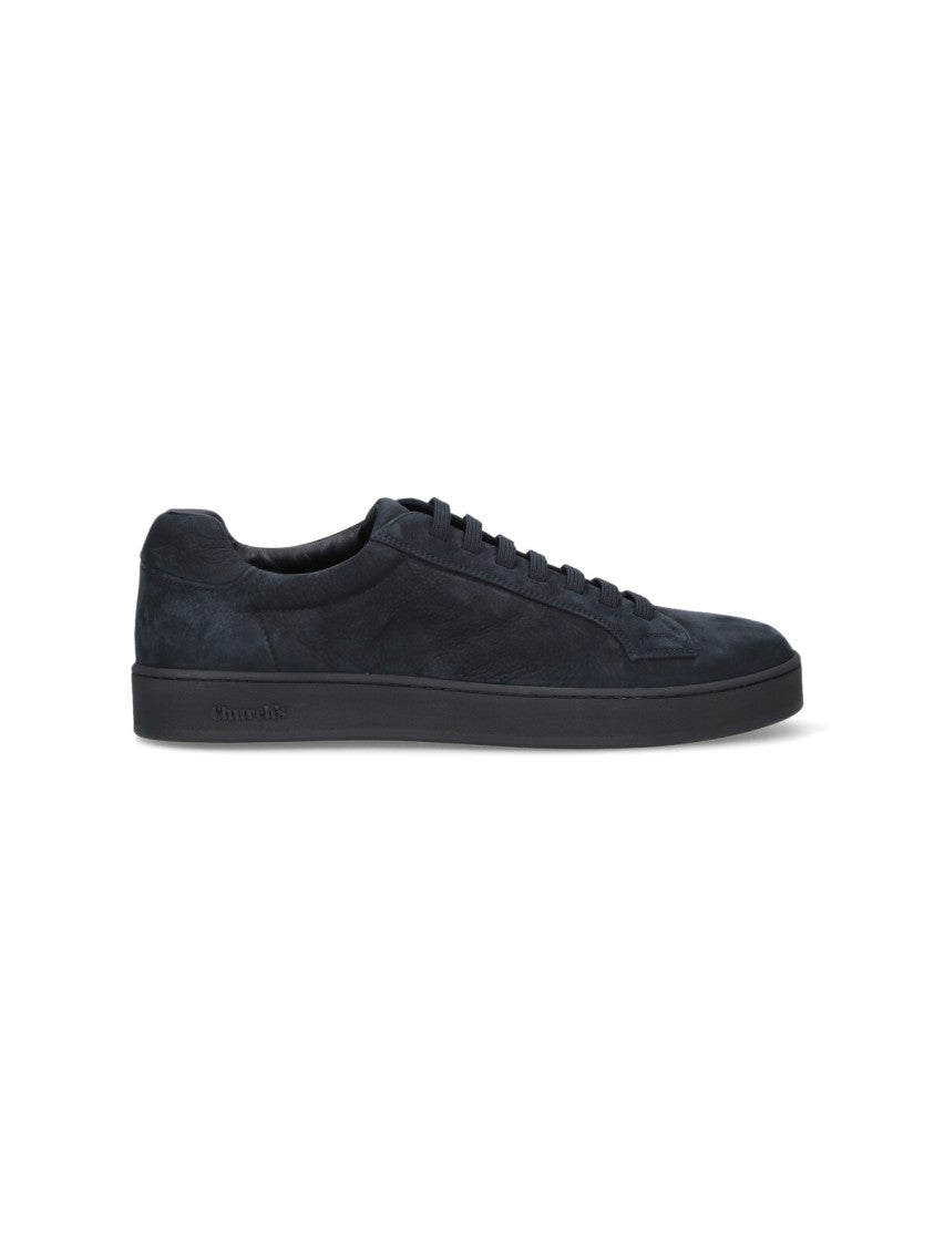 Church's Navy Textured Leather Low-Top Sneakers With Rounded Toe Design