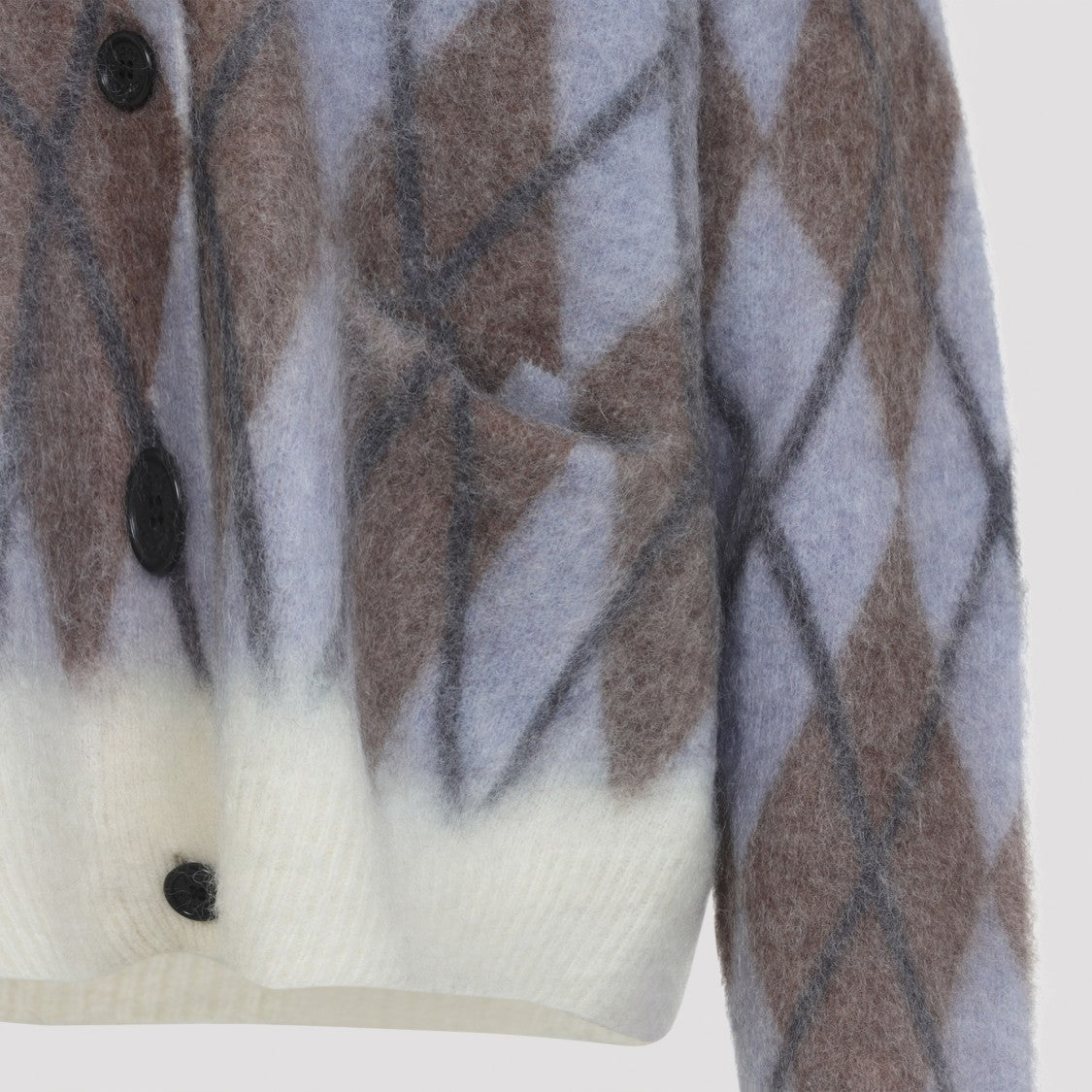 Acne Studios Classic Argyle Cardigan With V-Neckline And Ribbed Details