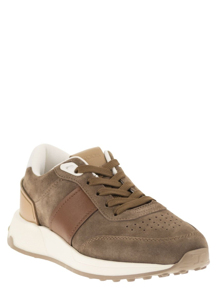 Tod's Suede Upper Sneakers With Smooth Leather Inserts