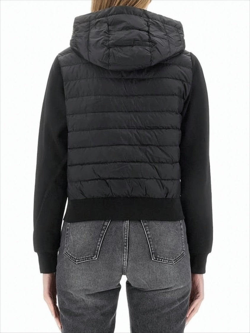 Duvetica Cropped Black Jacket With Quilted Front