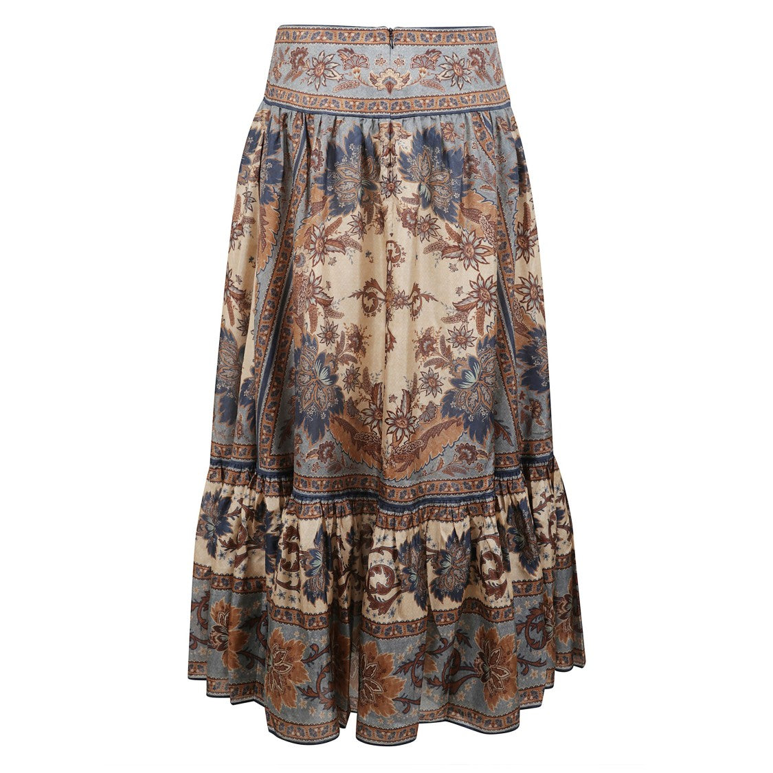 Zimmermann High-Waisted Midi Skirt With Ethnic And Floral Patterns