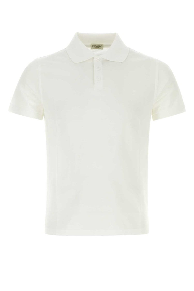 Saint Laurent White Piquet Polo Shirt