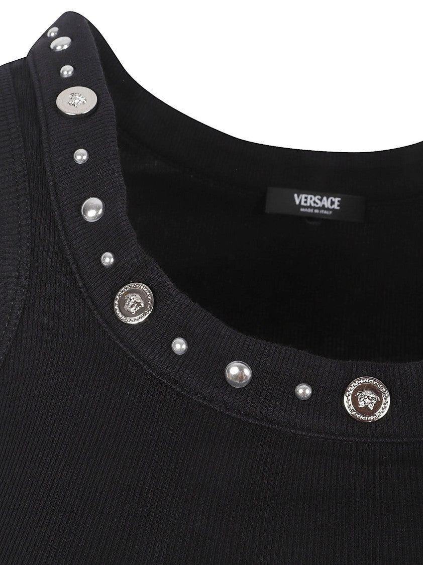 Versace Ribbed Stretch Cotton Tank Top