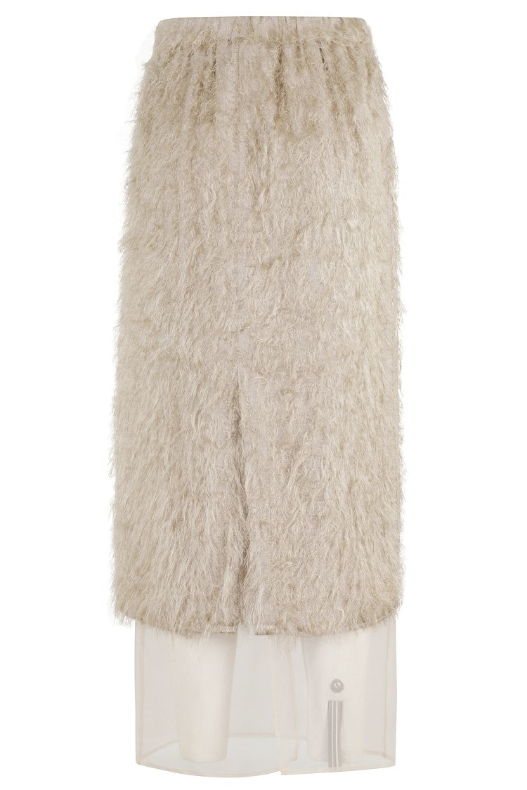Alysi Fringe Overlay Midi Skirt With Tulle Underskirt