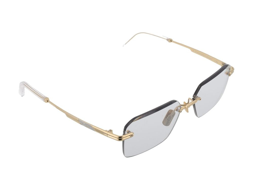 Cazal Gold Geometric Rimless Titanium Sunglasses
