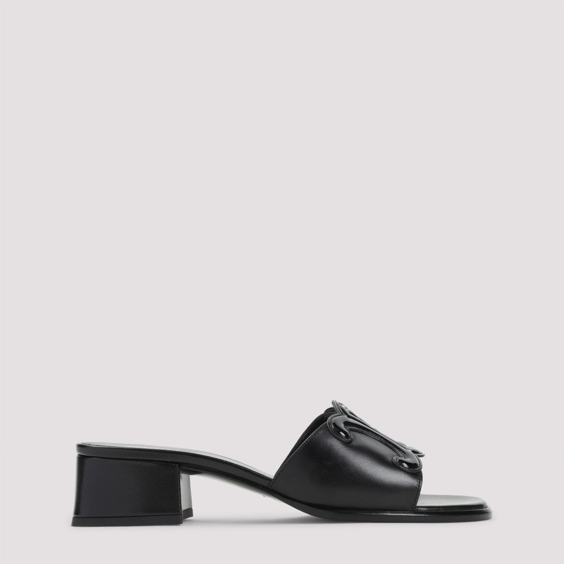 Celine Black Leather Triomphe 40 Mule