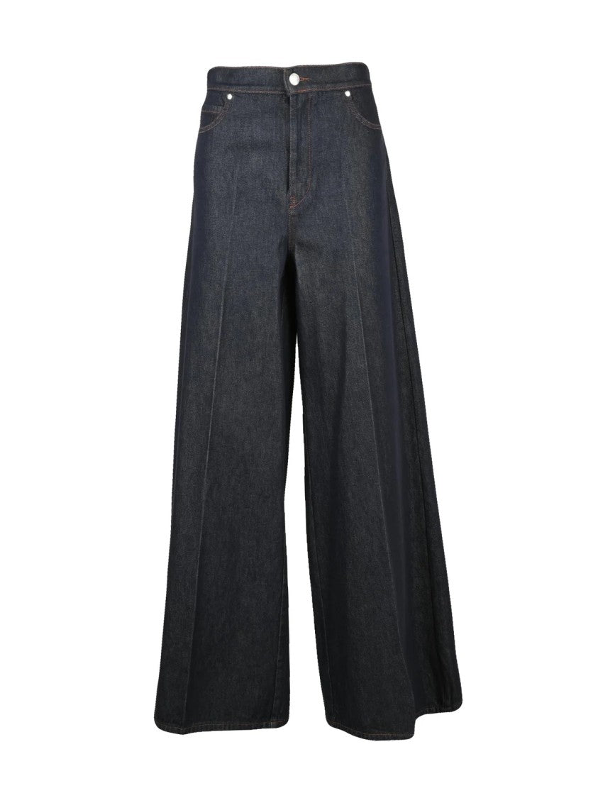 Max Mara Dark Indigo Cotton Wide-Leg Jeans
