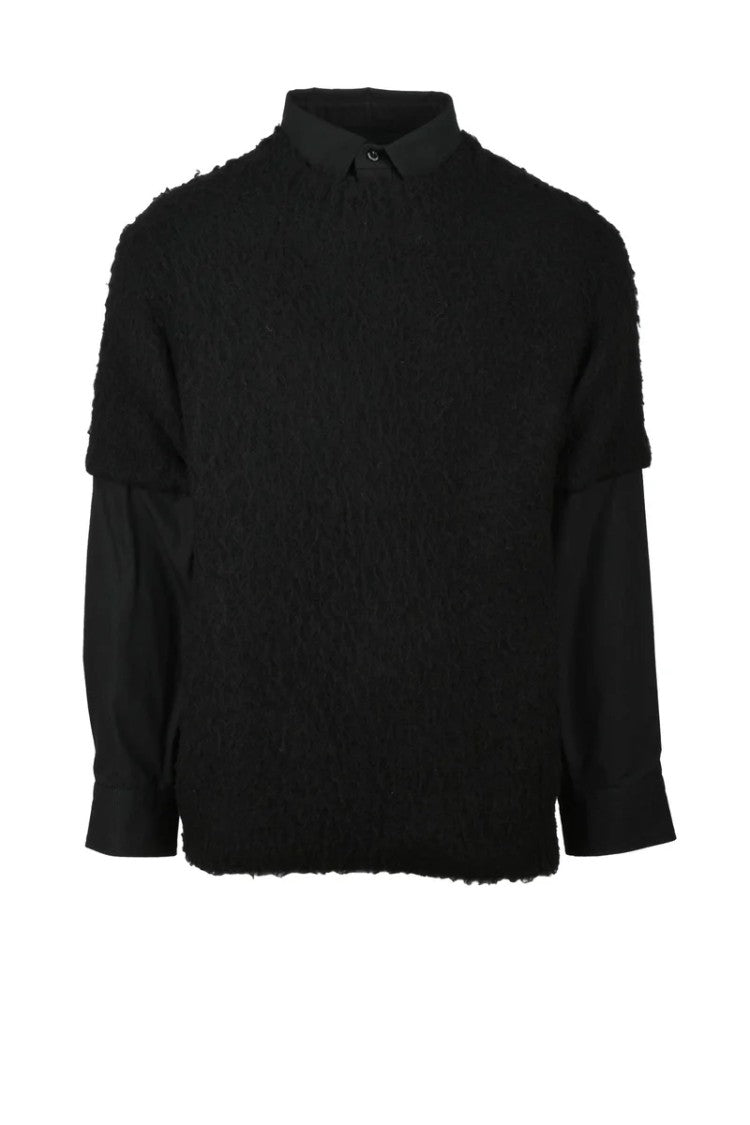Sacai Sweater With Shirt Inserts - Red