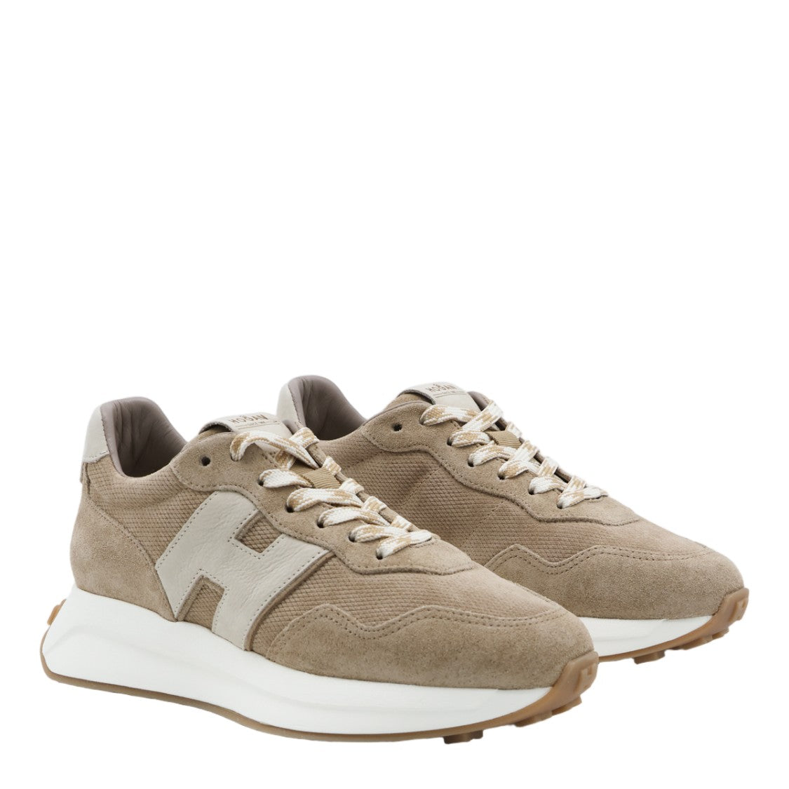 Hogan Chunky Suede And Mesh Sneakers With Leather 'H' Logo