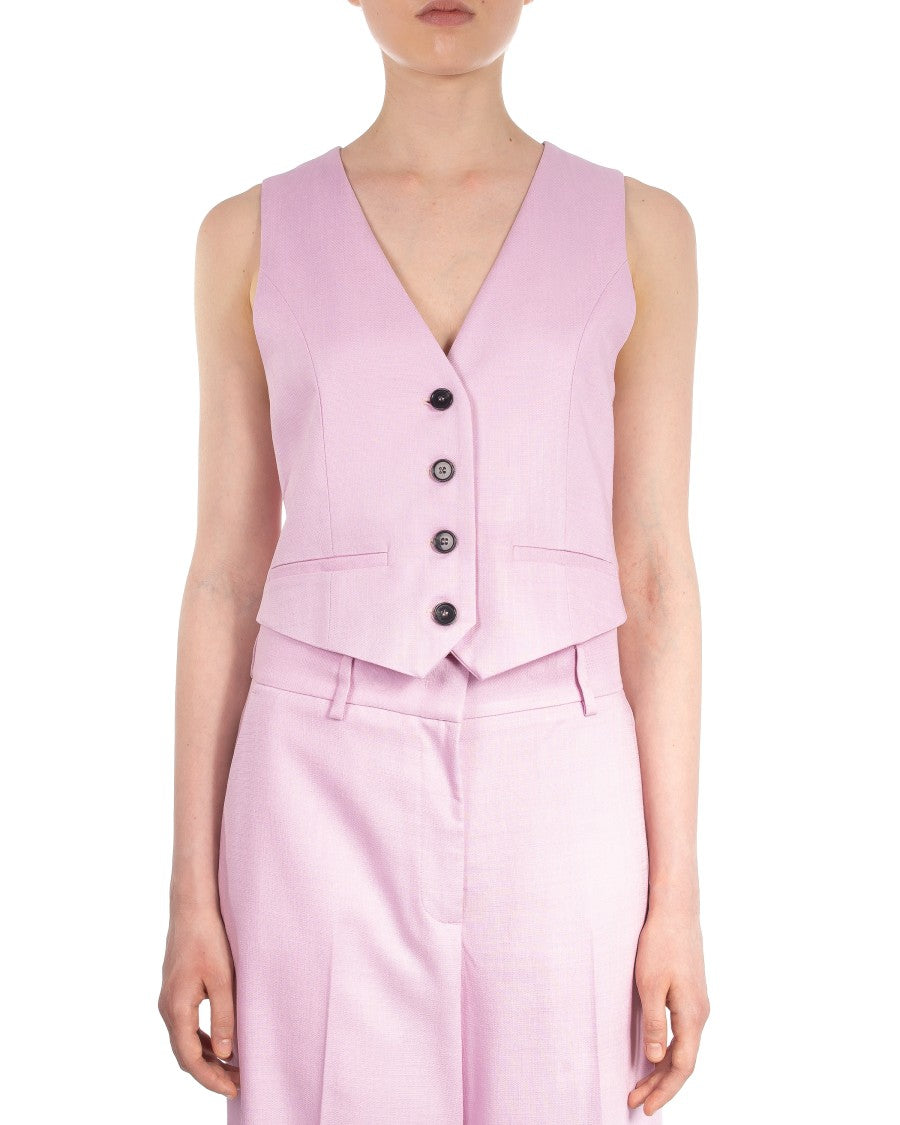 Msgm Tailored Cropped Vest With V-Neckline And Button Fastening