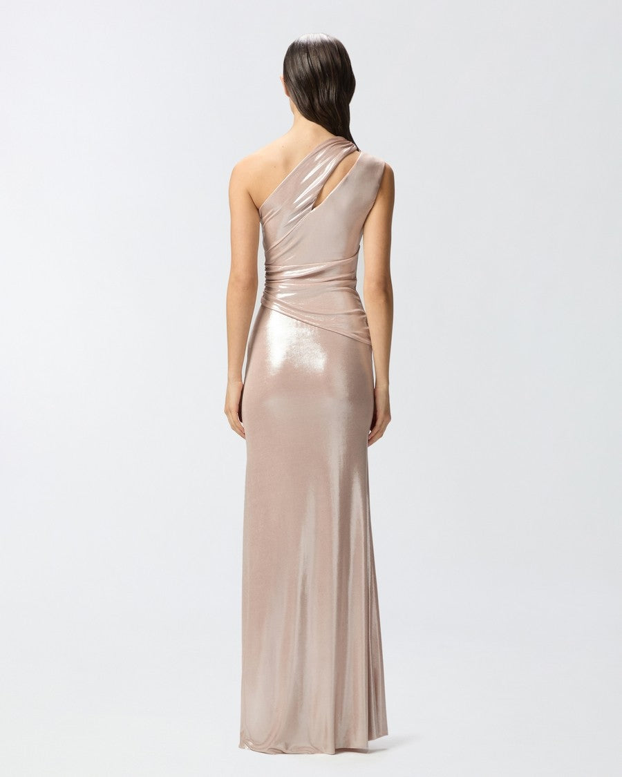 Pinko One-Shoulder Draped Side Slit Dress