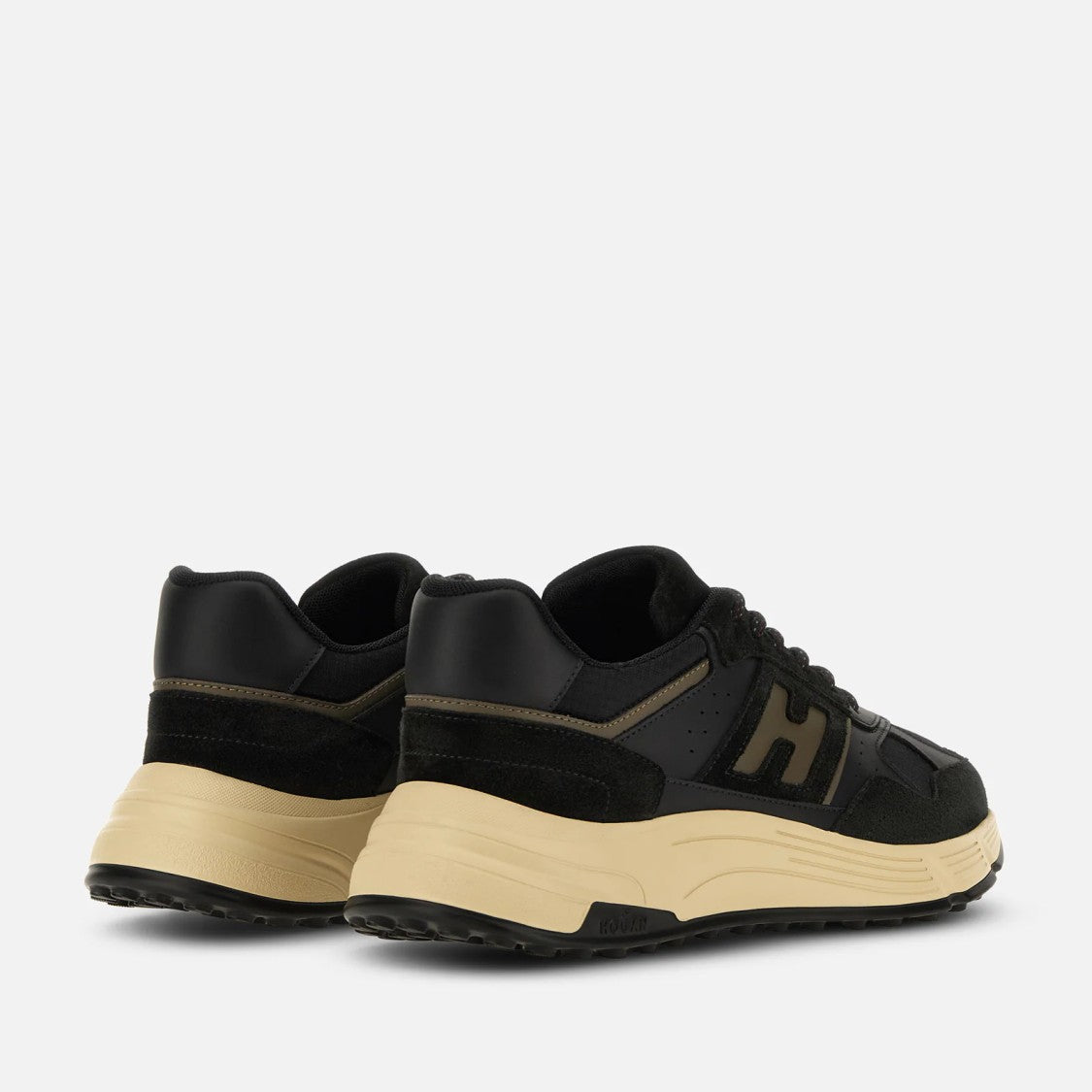 Hogan Black Suede Mesh Chunky Sole Sneakers