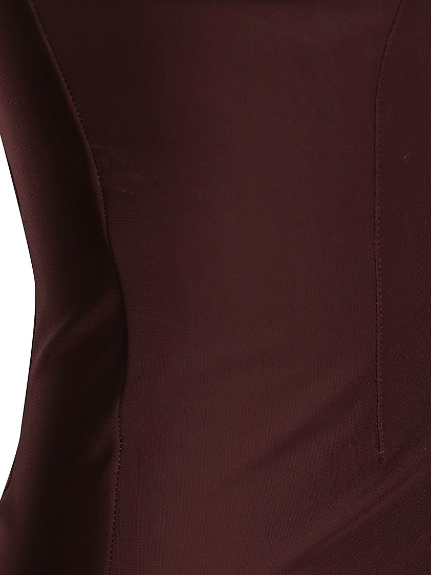 Iro Vivid Velvet Bodysuit With Deep V Neckline And Seamless Design