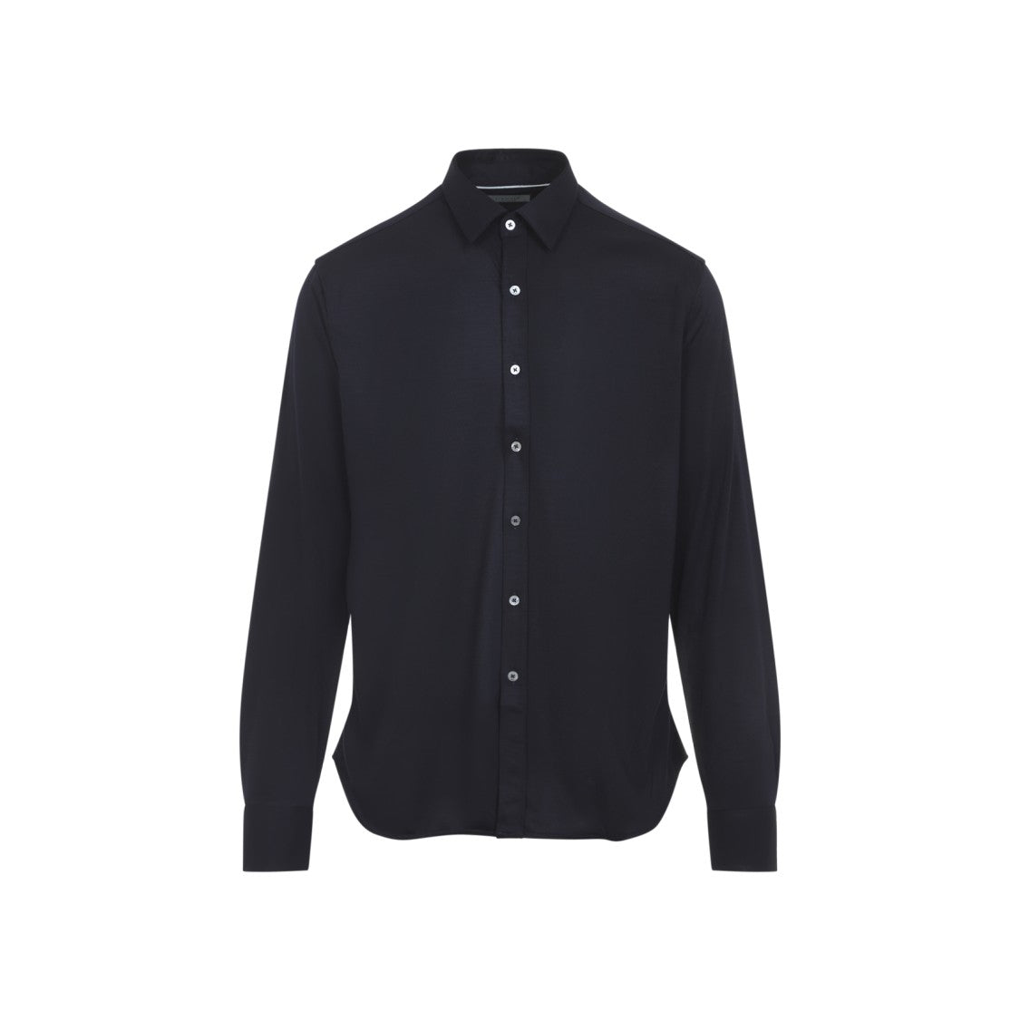 Canali Navy Blue Wool Jersey Shirt