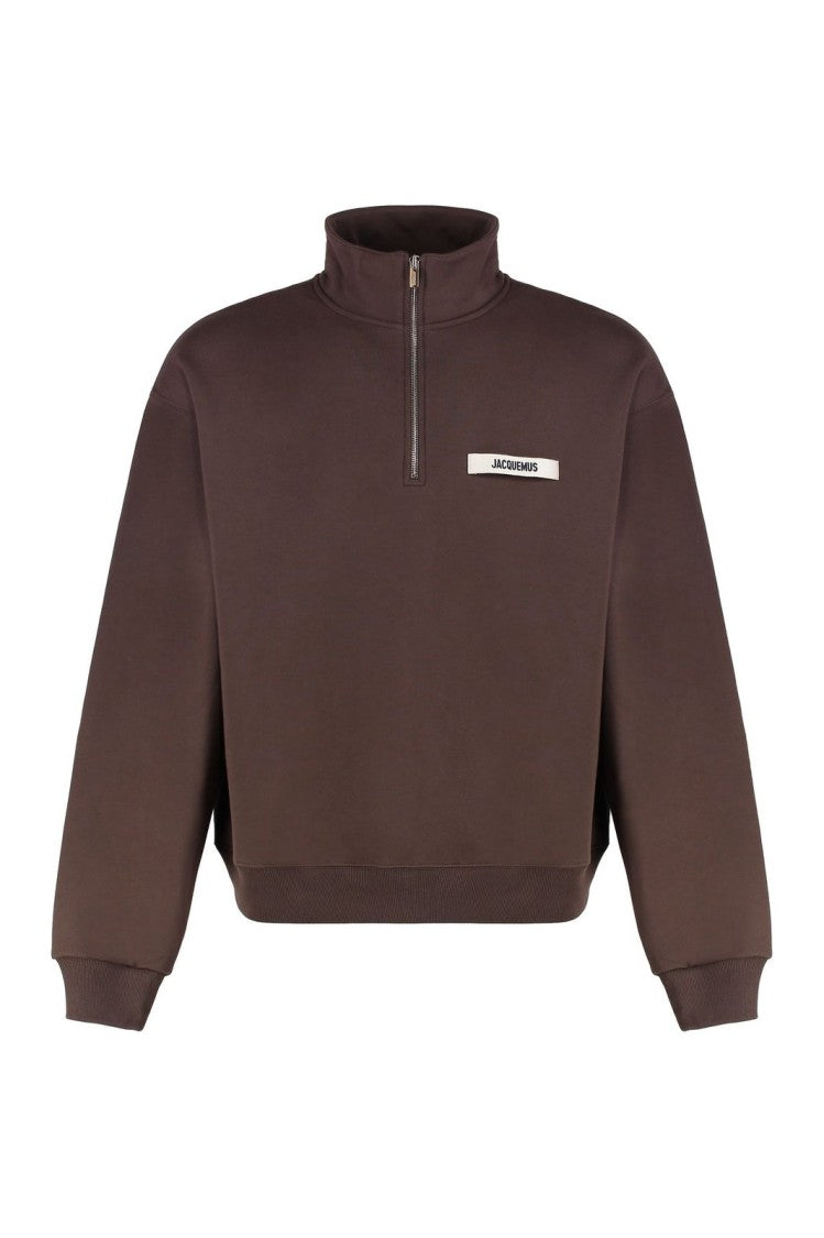 Jacquemus Brown Pullover Sweatshirt With High Collar