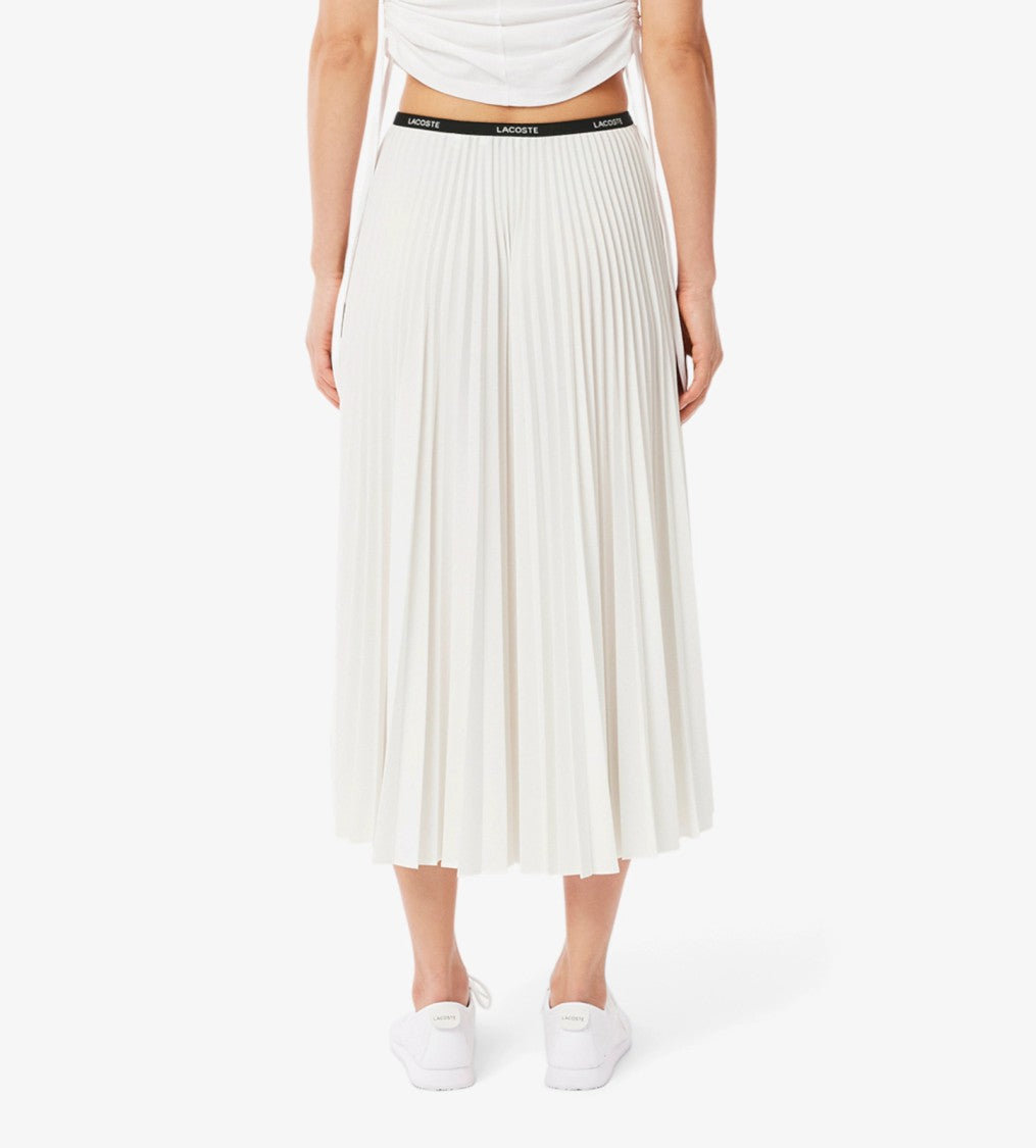 Lacoste Pleated White Midi Skirt