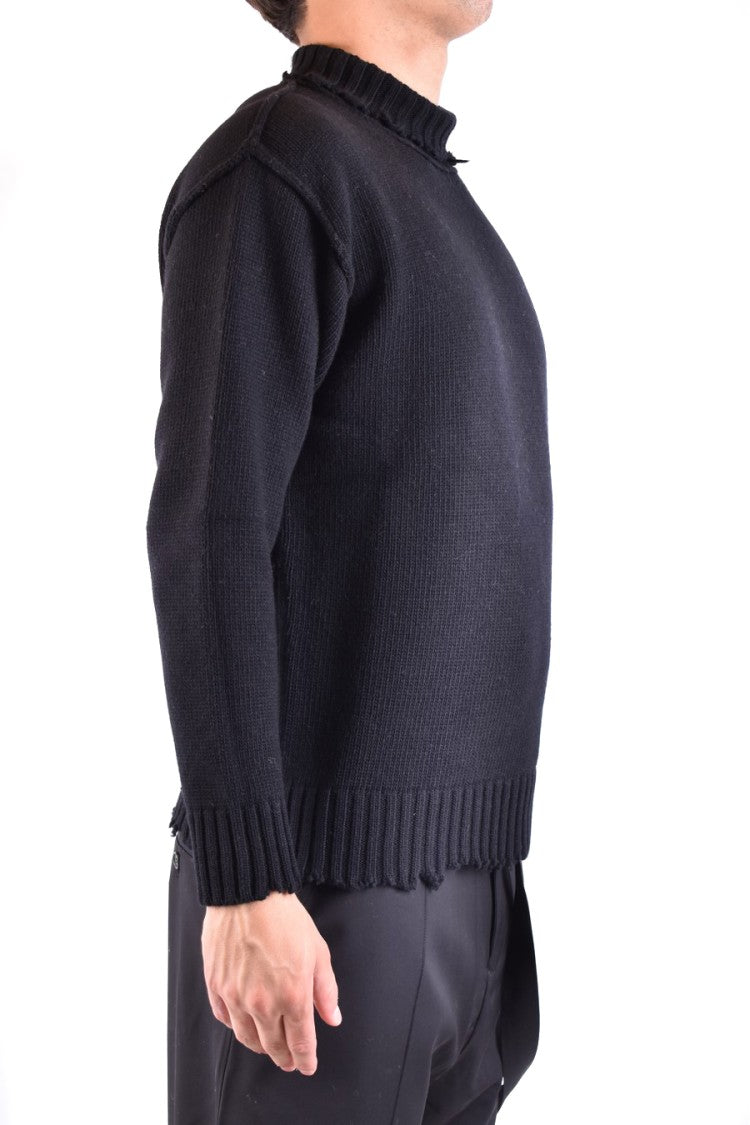Isabel Benenato Ribbed Black Knit Sweater With Mock Neck