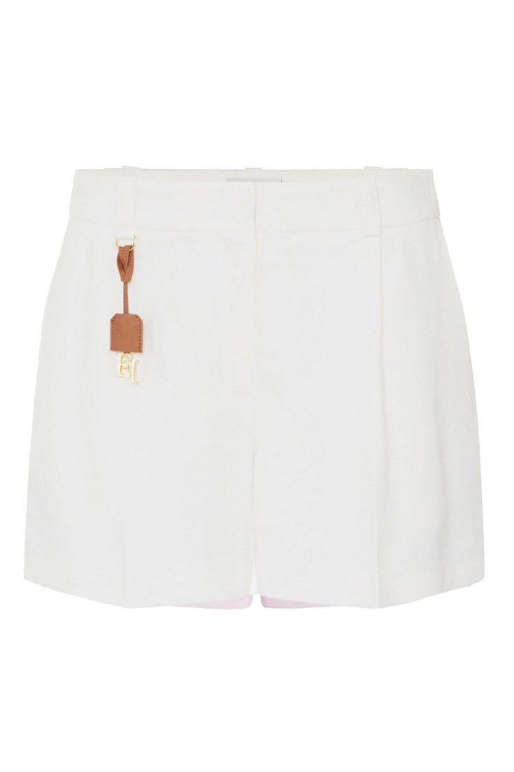 Elisabetta Franchi Sky Viscose-Linen Tailored Shorts With Detailing