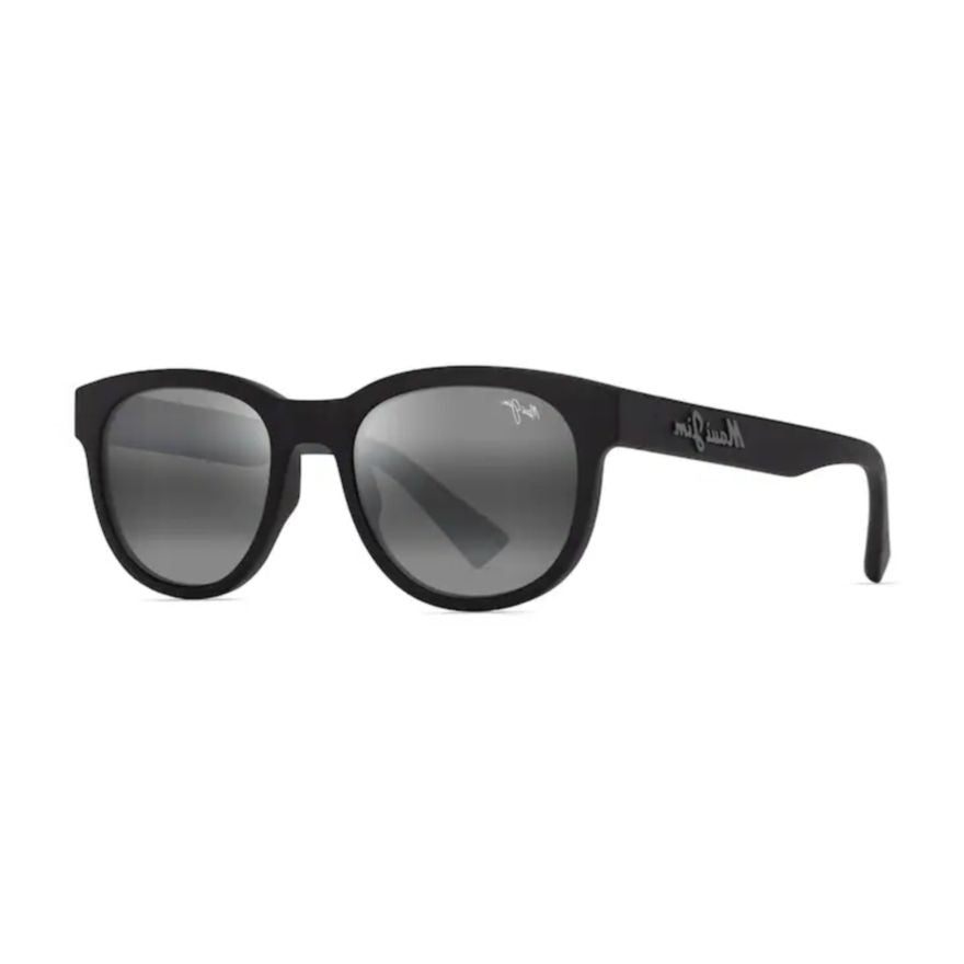 Maui Jim Maoli Matte Black Rounded Frame Sunglasses With Gradient Grey Lenses