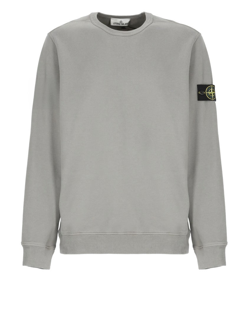 Stone Island Round Neck Grey Cotton Sweatshirt