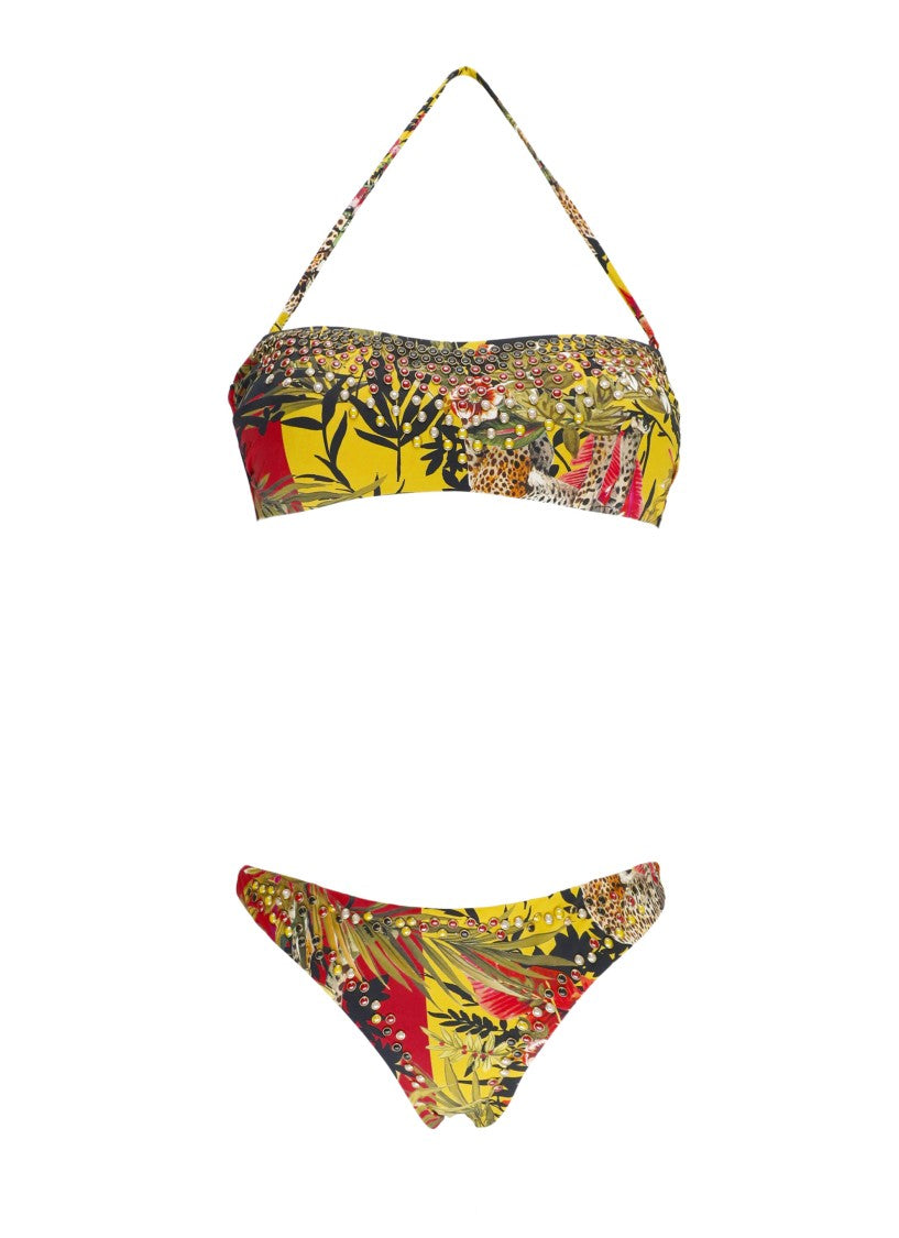 Miss Bikini Multicolor Bikini With Studded Bandeau Top