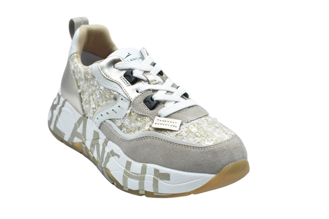 Voile Blanche Beige Technical Fabric Suede Double-Height Sneakers