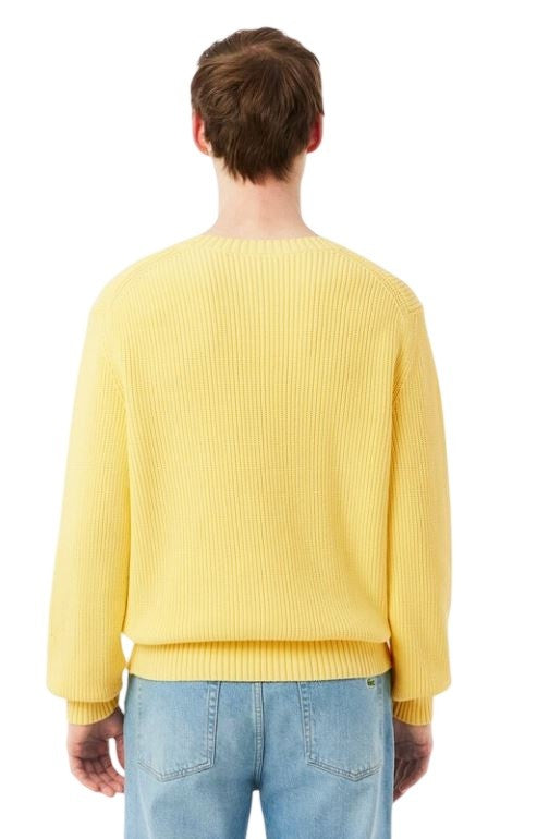 Lacoste Pearl Rib Knit Sweater With Retro Logo Crest