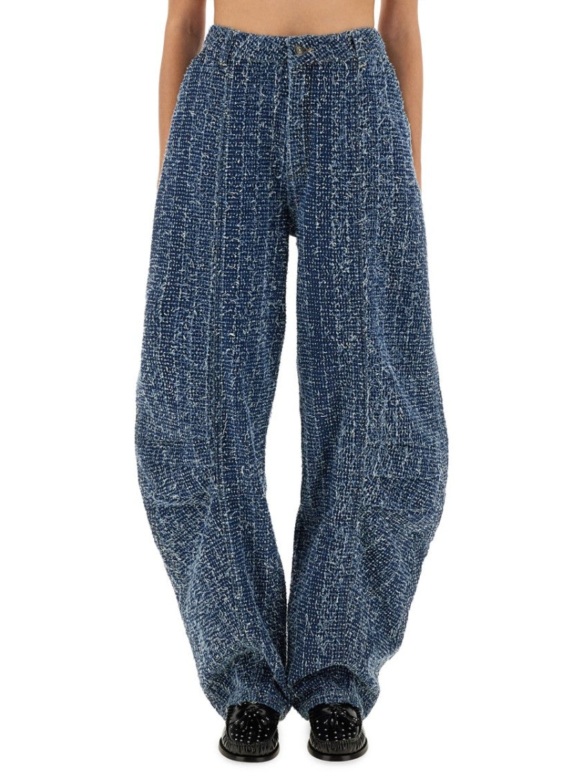 Rotate Birger Christensen Textured Blue Loose Fit Pants