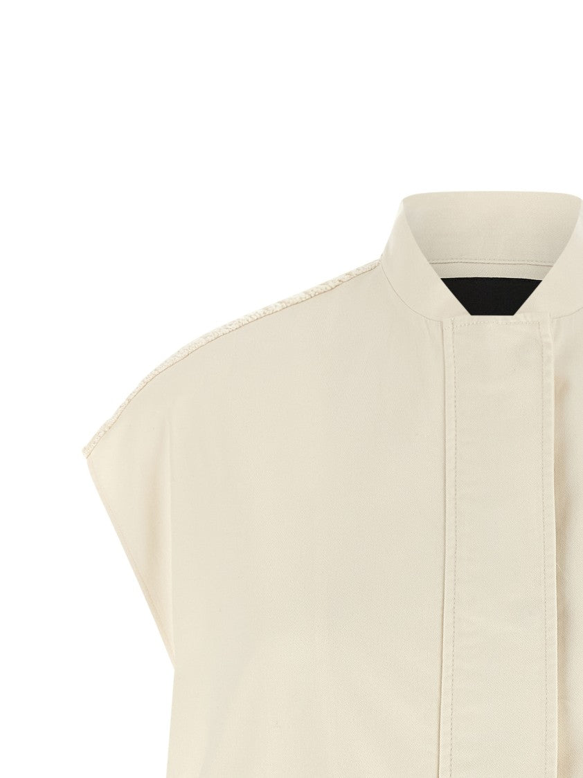 Fabiana Filippi Cotton Gabardine Vest With High Neck And Crochet Back Insert