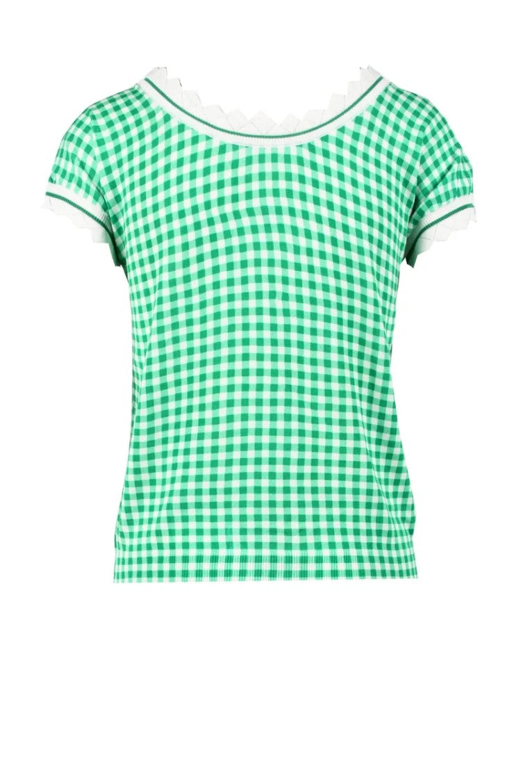 Jei S White Gingham Cotton Knitwear