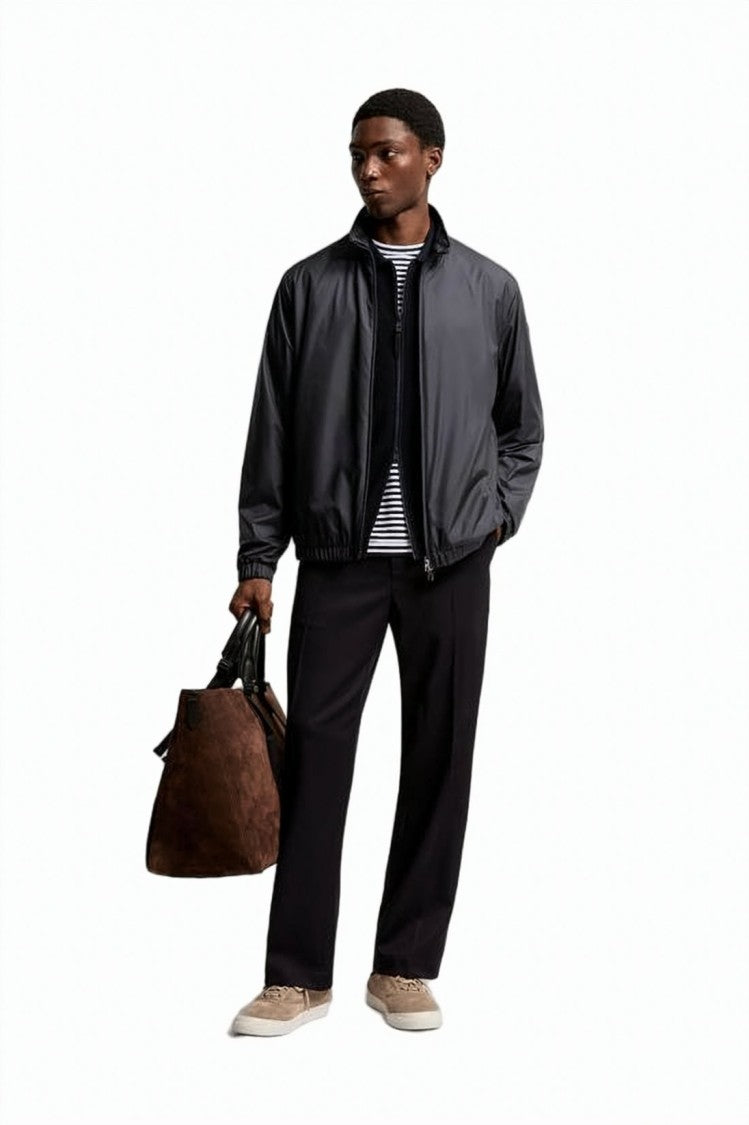 Moncler Fitted Black Jacket With Adjustable Waist And Hood