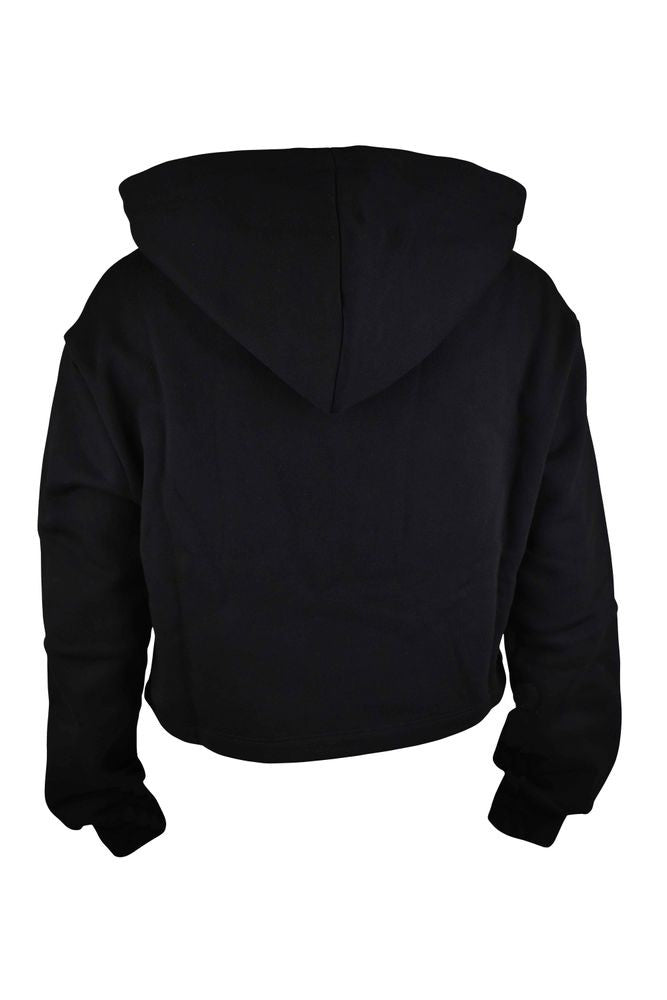 Giuseppe Zanotti Cropped Black Hoodie With Gold Rhinestone Embroidery
