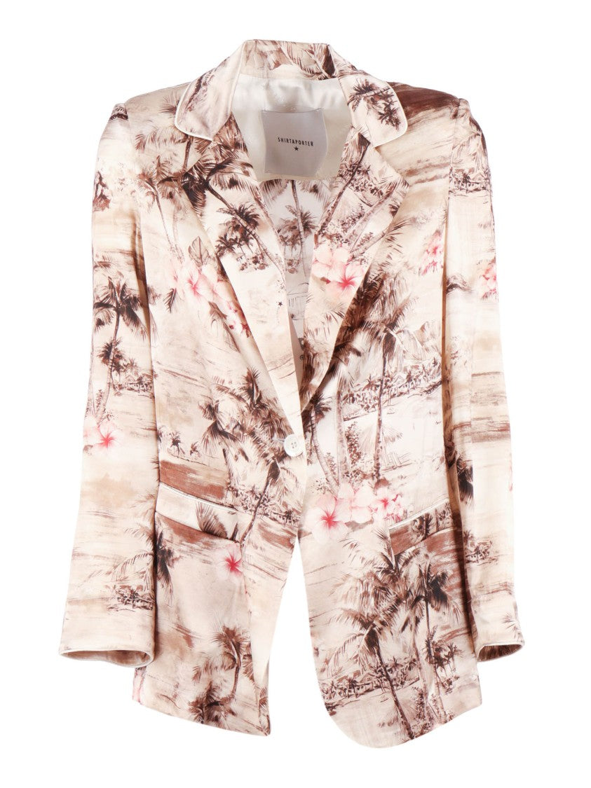 Shirt A Porter Silk Coastal Print Tailored Blazer