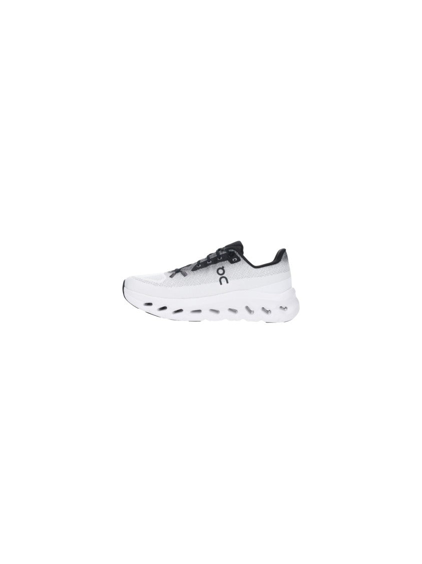 On Cushioned White Sneakers With Sculpted Sole And Cut-Out Details